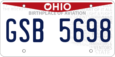 OH license plate GSB5698