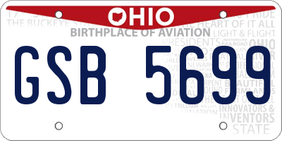 OH license plate GSB5699