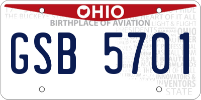 OH license plate GSB5701