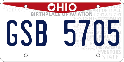 OH license plate GSB5705