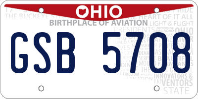 OH license plate GSB5708