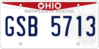 OH license plate GSB5713