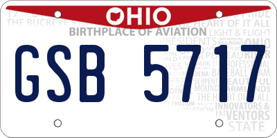 OH license plate GSB5717