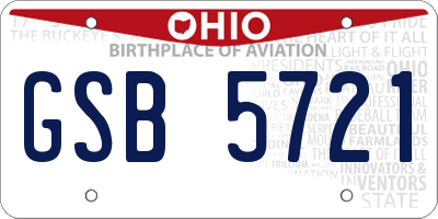 OH license plate GSB5721