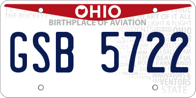 OH license plate GSB5722