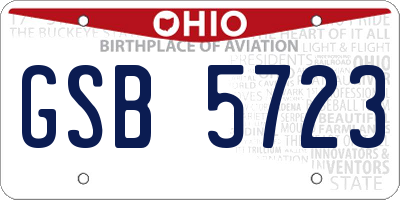 OH license plate GSB5723