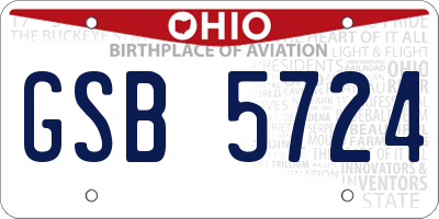 OH license plate GSB5724