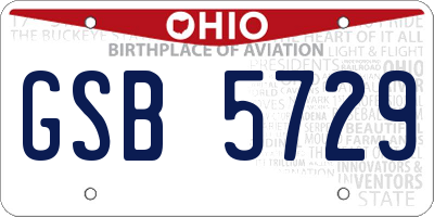 OH license plate GSB5729