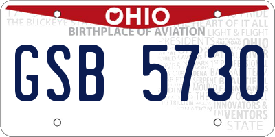 OH license plate GSB5730