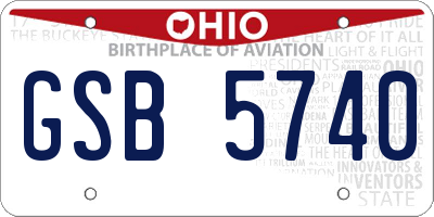 OH license plate GSB5740