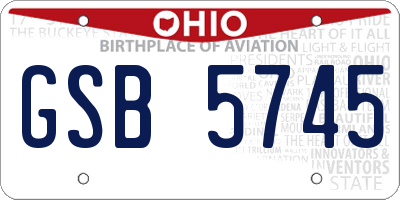 OH license plate GSB5745