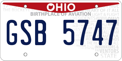 OH license plate GSB5747