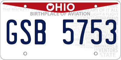OH license plate GSB5753