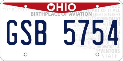 OH license plate GSB5754