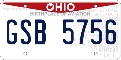 OH license plate GSB5756