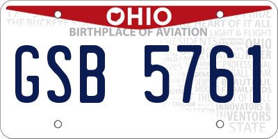 OH license plate GSB5761