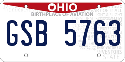 OH license plate GSB5763