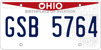 OH license plate GSB5764