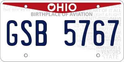 OH license plate GSB5767