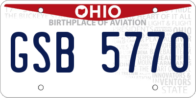 OH license plate GSB5770