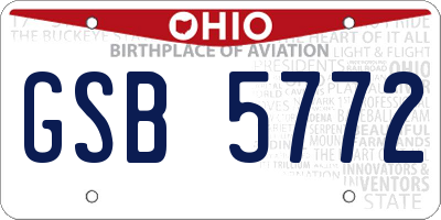 OH license plate GSB5772