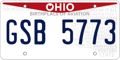 OH license plate GSB5773