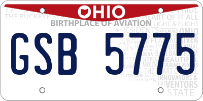 OH license plate GSB5775