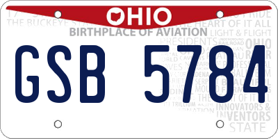 OH license plate GSB5784