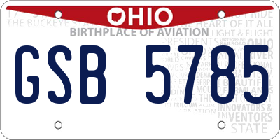 OH license plate GSB5785