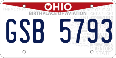 OH license plate GSB5793