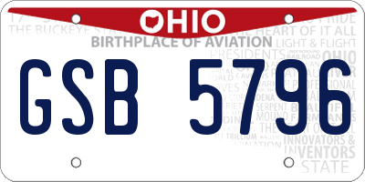 OH license plate GSB5796