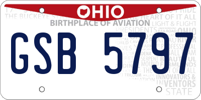 OH license plate GSB5797