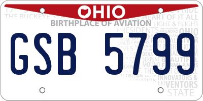 OH license plate GSB5799