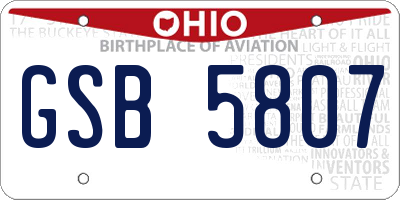 OH license plate GSB5807