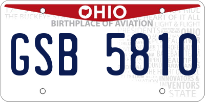 OH license plate GSB5810