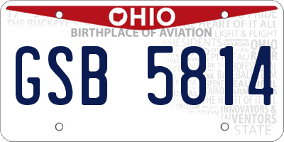OH license plate GSB5814