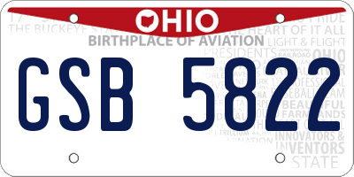 OH license plate GSB5822