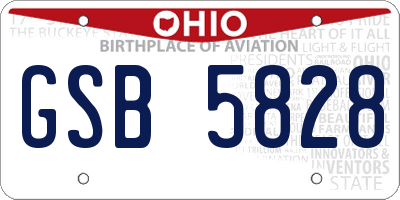 OH license plate GSB5828
