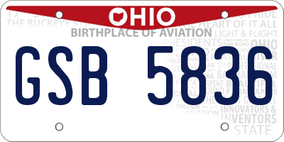 OH license plate GSB5836
