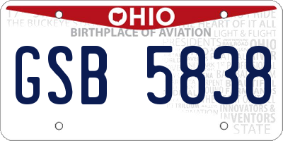 OH license plate GSB5838