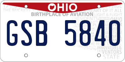 OH license plate GSB5840