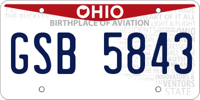 OH license plate GSB5843