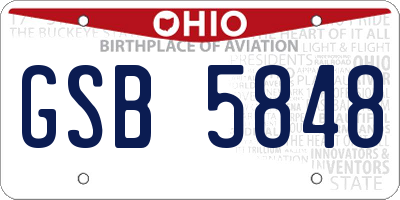OH license plate GSB5848