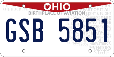 OH license plate GSB5851