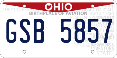 OH license plate GSB5857