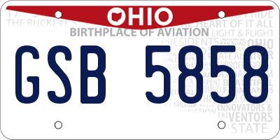 OH license plate GSB5858