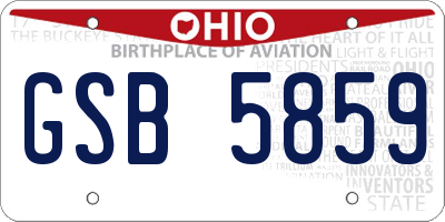 OH license plate GSB5859