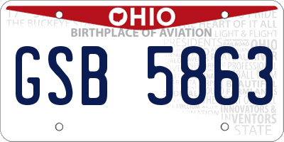 OH license plate GSB5863