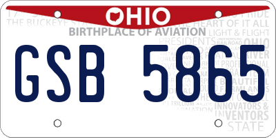 OH license plate GSB5865