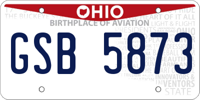 OH license plate GSB5873